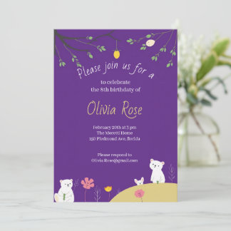 Purple Playful Birthday Invitation for Kids Inbjudningar