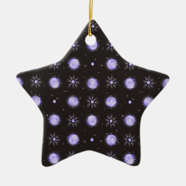 Purple Polka Dot Ceramic Star Ornament (Framsidan)