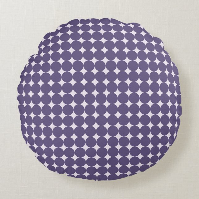 Purple Polka Dot Nursery Throw Pillow - Round Rund Kudde (Framsidan)