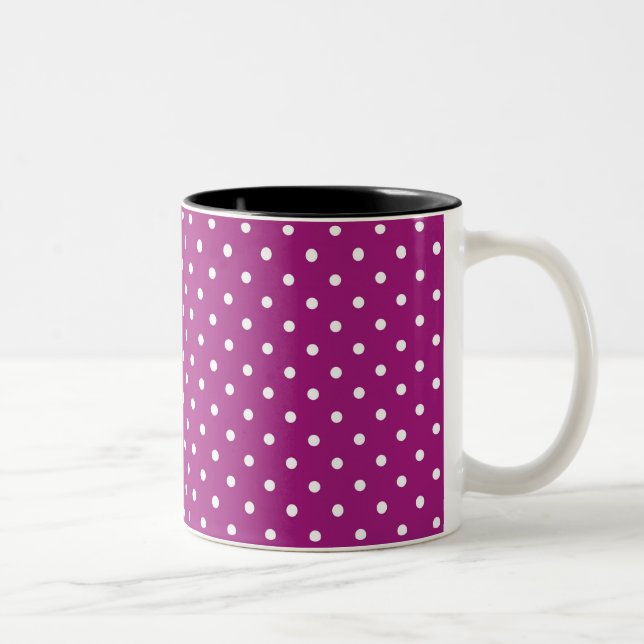 Purple Polka Dot Pattern Två-Tonad Mugg (Höger)