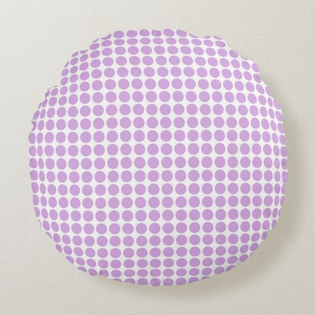 Purple Polka Dots Rund Kudde (Framsidan)