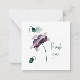Purple Poppy Thank You Flat Notecard Anteckningskort