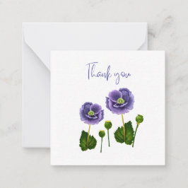 Purple Poppy Thank You Flat Notecard  Anteckningskort