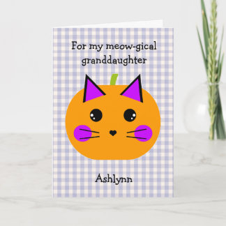 Purple Pumpkin Cat Halloween Maze Granddaughter Kort
