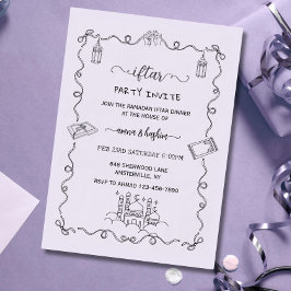 Purple Ramadan Bow doodle ramadan iftar invitation Inbjudningar