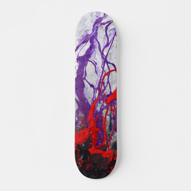 Purple Red Marble Vein Abstract Skateboard (Framsida)