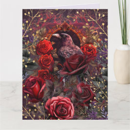 Purple Red Rose Gothic Dark Beauty Crow Raven Kort