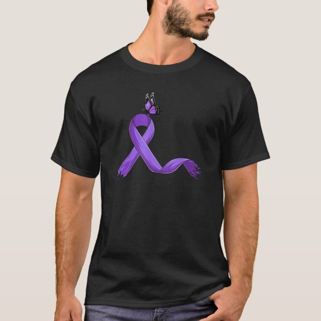 Purple Ribbon Cute  Fibromyalgia Awareness T Shirt (Framsida)