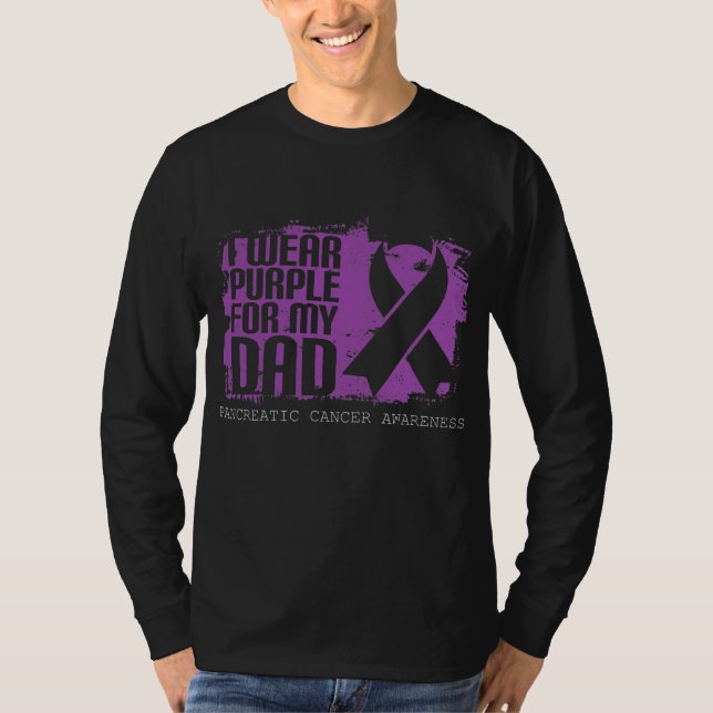 Purple Ribbon Fighter Dad Pancreatic Cancer T Shirt (Framsida)