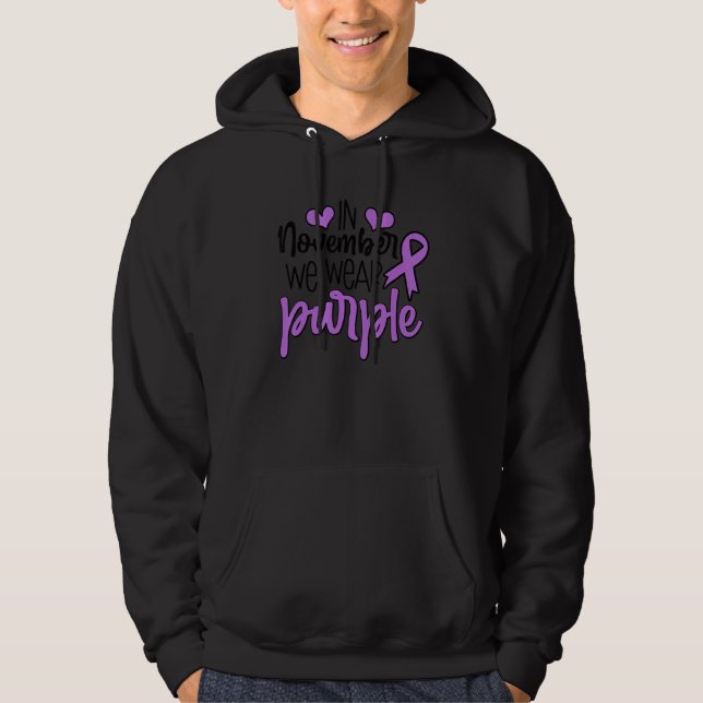 Purple Ribbon In November We Wear Purple Epilepsy  Hoodie (Framsida)