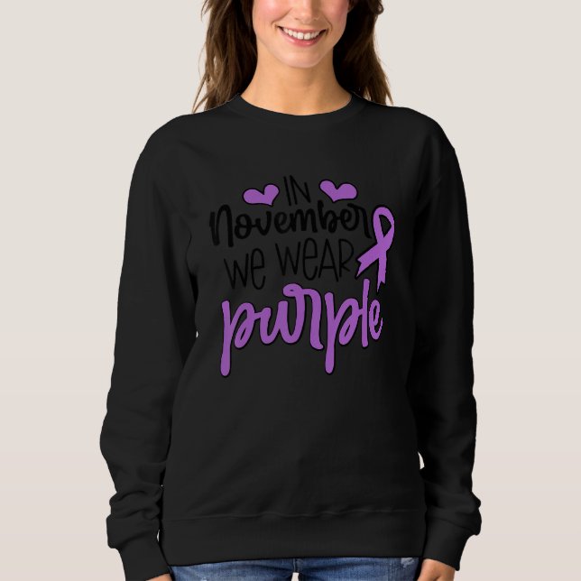 Purple Ribbon In November We Wear Purple Epilepsy  T Shirt (Framsida)
