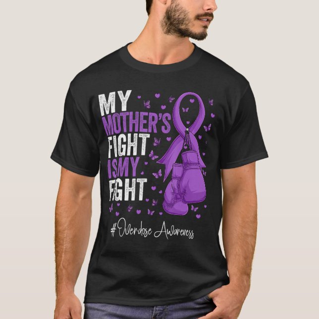 Purple Ribbon Mother Overdose Awareness T Shirt (Framsida)