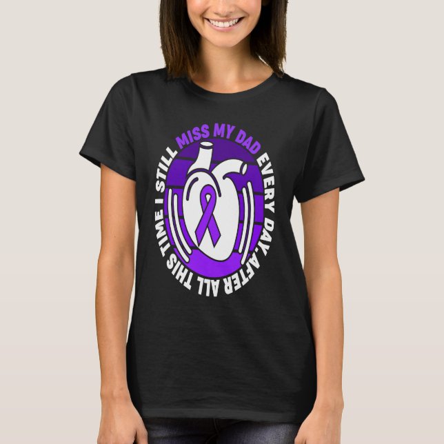 Purple Ribbon Overdose Awareness Miss My Dad Memor T Shirt (Framsida)