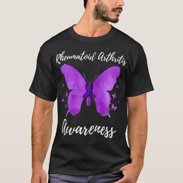 Purple Ribbon Rheumatoid Arthritis Awareness Zip  T Shirt (Framsida)