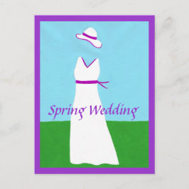 Purple Ribbon Wedding Dress Invitation Postcards Inbjudan Vykort