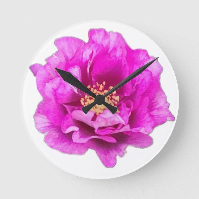 Purple Rose Clock Rund Klocka (Framsida)