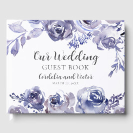 Purple Roses Elegant Personalized Garden Wedding Gästböcker