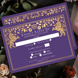 Purple Royal Medieval Lion Wedding OSA Kort