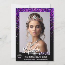 Purple Royale Pageant Autografkort | QR-kod Inbjudningar