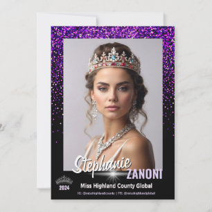 Purple Royale Pageant Autografkort QR-kod Inbjudningar