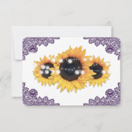 Purple Rustic Floral Lace Sunflower Wedding OSA Kort