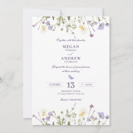 Purple Rustic Wildflowers wedding Inbjudningar
