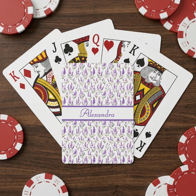 Purple Sage Green Lavender Custom Name Casinokort (Skapare uppladdad)