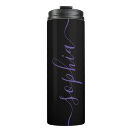Purple Script Personalizable Name Thermal Tumbler