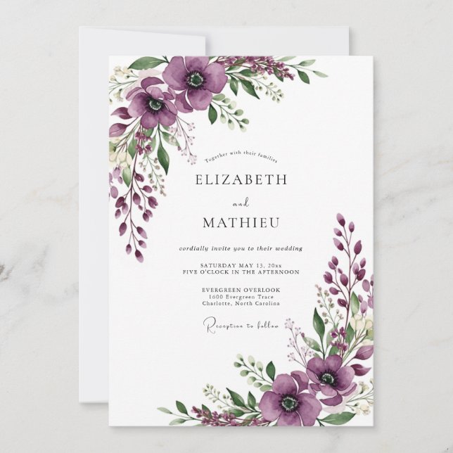 Purple Serene Meadow Wedding Inbjudningar (Framsida)