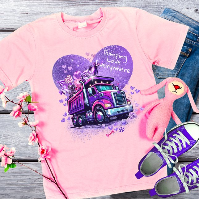 Purple Silly Dump Truck Valentine  T Shirt (Skapare uppladdad)