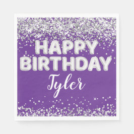 Purple Silver Birthday Party Pappersservett