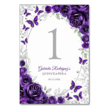 Purple Silver Floral Quinceanera