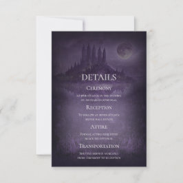 Purple Silver Gothic Romance Wedding Details Card Inbjudningar