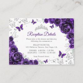 Purple Silver Quinceanera Reception Details Tilläggskort