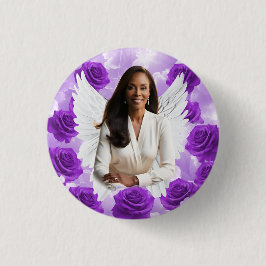 Purple Sky Funeral Memorial Button Rose Angel Wing Knapp
