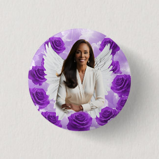 Purple Sky Funeral Memorial Button Rose Angel Wing Knapp