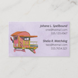 Purple Social calling card-Pink Lifeguard Tower Visitkort