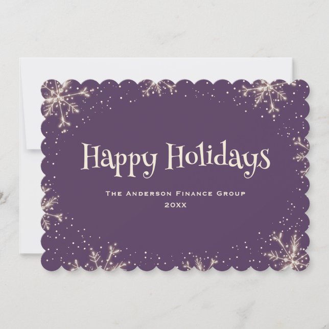 Purple Sparkling Snowflakes Corporate Business Julkort (Framsida)