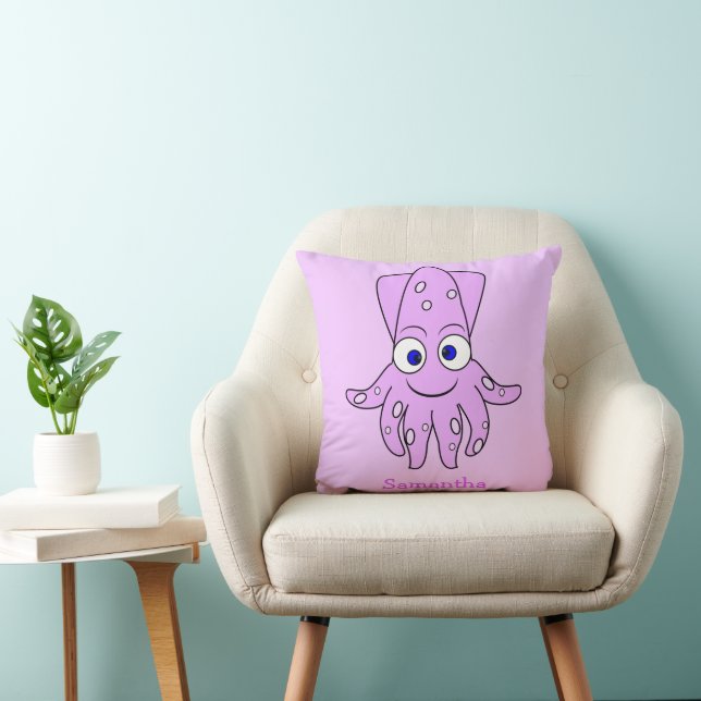 Purple Squid Design Personalised Kudde (Stol)