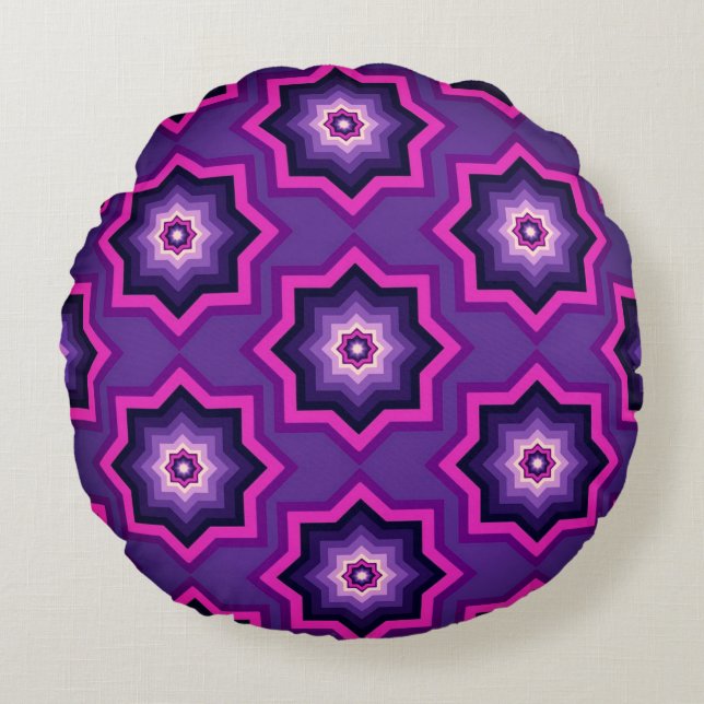 Purple Star Round Throw Pillow Rund Kudde (Framsidan)
