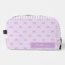 Purple Stripe Bow Pattern Coquette Cosmetic