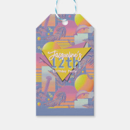 Purple Summer Vaporwave Sunset Birthday Presentetikett