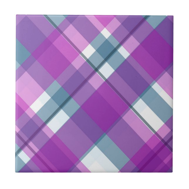 Purple Tartan Pattern Kakelplatta (Framsidan)