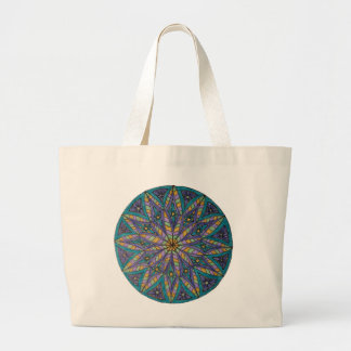 Purple/Teal Starburst Mandala Tote Bag Jumbo Tygkasse