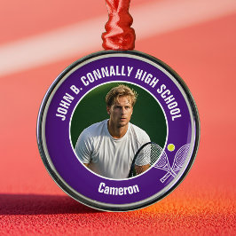 Purple Tennis Player Photo High School Christmas Julgransprydnad Metall