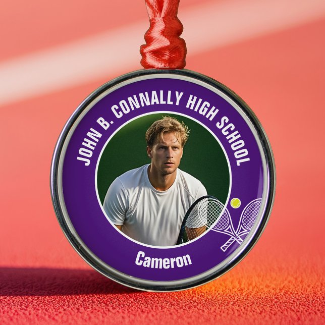 Purple Tennis Player Photo High School Christmas Julgransprydnad Metall (Skapare uppladdad)