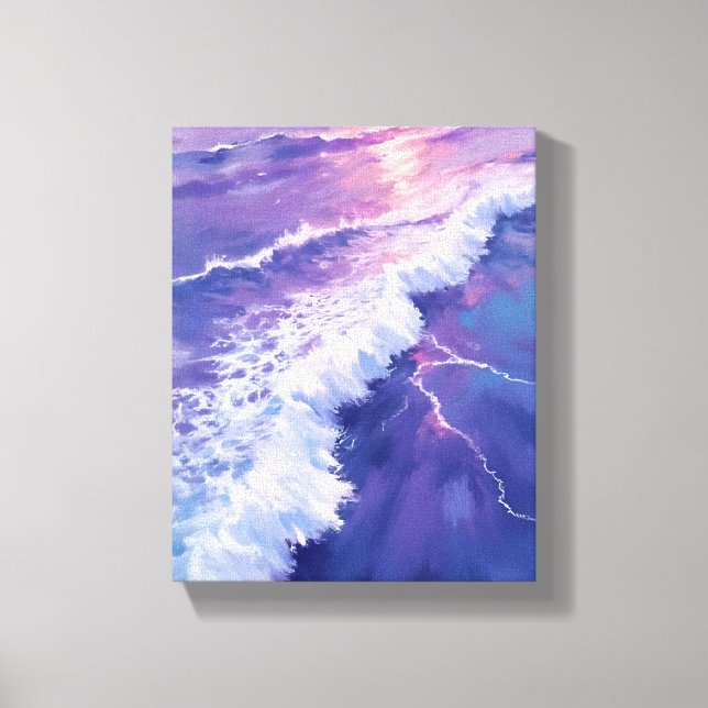 Purple Tide | Ocean Waves Watercolor Painting Canvastryck (Framsida)