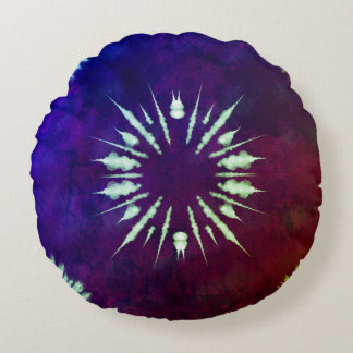 Purple Tie Dye Round Pillow Rund Kudde