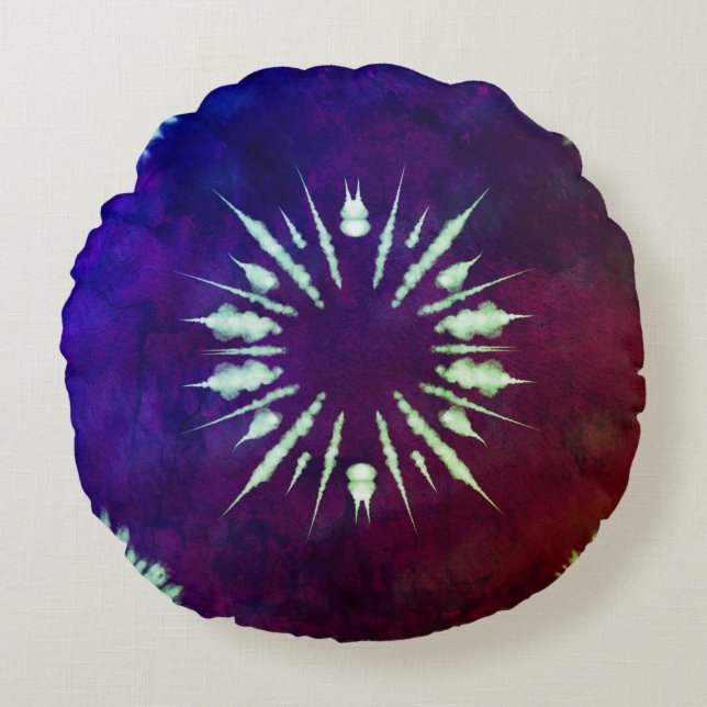 Purple Tie Dye Round Pillow Rund Kudde (Framsidan)