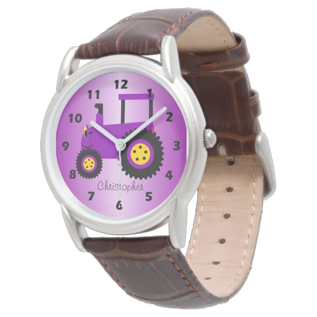 Purple Tractor Design Personalised Armbandsur (Vinklad)